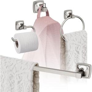 Amerock | Brushed Nickel | Stature | Towel Bar | 24 inch (610 mm) | 4 Piece | Bathroom Accessories Set