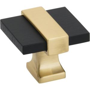 Amerock | Cabinet Knob | Brushed Gold/Satin Nickel | 1-3/8 inch (35 mm) Length | Overton | 1 Pack | Drawer Knob | Cabinet Hardware(Brushed Matte Black/Brushed Gold)