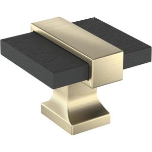 Amerock | Cabinet Knob | Brushed Gold/Satin Nickel | 1-3/8 inch (35 mm) Length | Overton | 1 Pack | Drawer Knob | Cabinet Hardware(Brushed Matte Black/Golden Champagne)