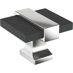 Amerock | Cabinet Knob | Brushed Gold/Satin Nickel | 1-3/8 inch (35 mm) Length | Overton | 1 Pack | Drawer Knob | Cabinet Hardware(Brushed Matte Black/Polished Chrome)