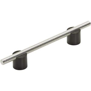 Amerock | Cabinet Pull | Matte Black/Polished Nickel | 5-1/16 inch (128 mm) Center to Center | Transcendent | 1 Pack | Drawer Pull | Drawer Handle | Cabinet Hardware