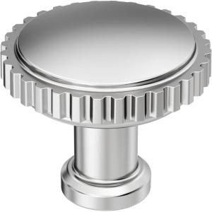 Amerock Farewind 1-1/4 inch (32mm) Diameter Satin Nickel Cabinet Knob, BP37800G10(Polished Chrome)