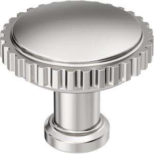 Amerock Farewind 1-1/4 inch (32mm) Diameter Satin Nickel Cabinet Knob, BP37800G10(Polished Nickel)