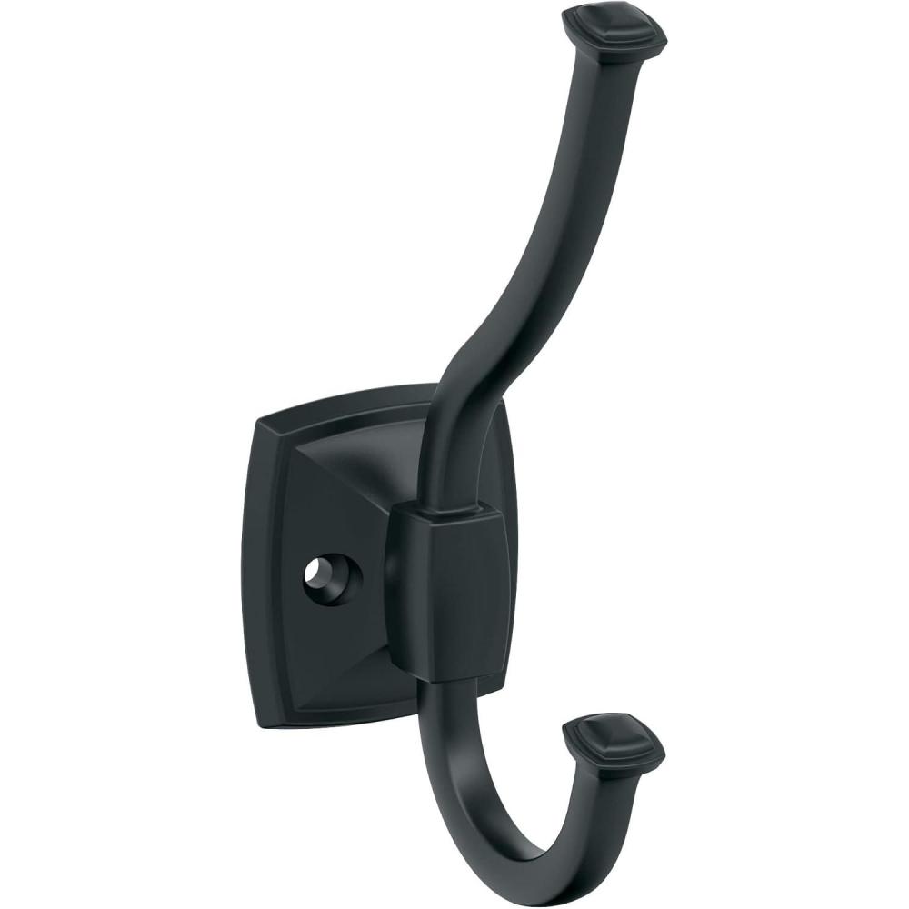 imageAmerock H37002CZ Kinsale Double Prong Decorative Wall Hook Champagne Bronze Hook for Coats Hats Backpacks Bags Hooks for Bathroom Bedroom Closet Entryway Laundry Room OfficeMatte Black