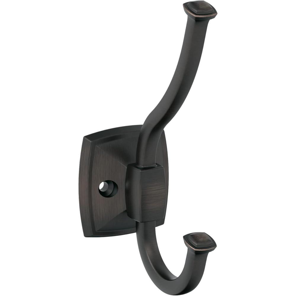 imageAmerock H37002CZ Kinsale Double Prong Decorative Wall Hook Champagne Bronze Hook for Coats Hats Backpacks Bags Hooks for Bathroom Bedroom Closet Entryway Laundry Room OfficeOil Rubbed Bronze