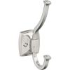 Amerock H37002CZ | Kinsale Double Prong Decorative Wall Hook | Champagne Bronze Hook for Coats, Hats, Backpacks, Bags | Hooks for Bathroom, Bedroom, Closet, Entryway, Laundry Room, Office(Satin Nickel)