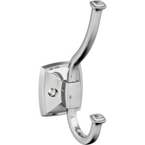 Amerock H37002CZ | Kinsale Double Prong Decorative Wall Hook | Champagne Bronze Hook for Coats, Hats, Backpacks, Bags | Hooks for Bathroom, Bedroom, Closet, Entryway, Laundry Room, Office(Chrome)