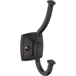 Amerock H37002CZ | Kinsale Double Prong Decorative Wall Hook | Champagne Bronze Hook for Coats, Hats, Backpacks, Bags | Hooks for Bathroom, Bedroom, Closet, Entryway, Laundry Room, Office(Oil Rubbed Bronze)