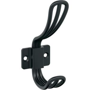 Amerock H37006CZ | Vinland Double Prong Decorative Wall Hook | Champagne Bronze Hook for Coats, Hats, Backpacks, Bags | Hooks for Bathroom, Bedroom, Closet, Entryway, Laundry Room, Office(Matte Black)
