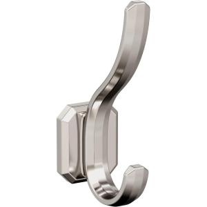 Amerock HBX36693CZ | Granlyn Double Prong Decorative Wall Hook | Champagne Bronze Hook for Coats, Hats, Backpacks, Bags | Hooks for Bathroom, Bedroom, Closet, Entryway, Laundry Room, Office(Polished Nickel)