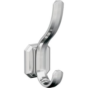 Amerock HBX36693CZ | Granlyn Double Prong Decorative Wall Hook | Champagne Bronze Hook for Coats, Hats, Backpacks, Bags | Hooks for Bathroom, Bedroom, Closet, Entryway, Laundry Room, Office(Chrome)