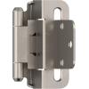 Amerock Cabinet Hinge 1/2 inch (13 mm) Overlay Hinge White 2 Pack Self-Closing Hinge Partial Wrap H𝗶𝗻𝗴𝗲 Cabinet Door 𝐇𝐢𝐧𝐠𝐞(Satin Nickel)