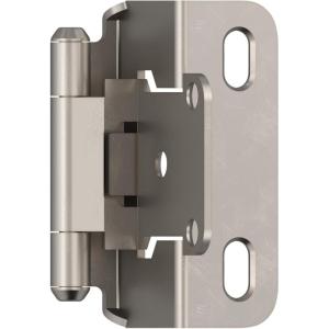 Amerock Cabinet Hinge 1/2 inch (13 mm) Overlay Hinge White 2 Pack Self-Closing Hinge Partial Wrap H𝗶𝗻𝗴𝗲 Cabinet Door 𝐇𝐢𝐧𝐠𝐞(Satin Nickel)