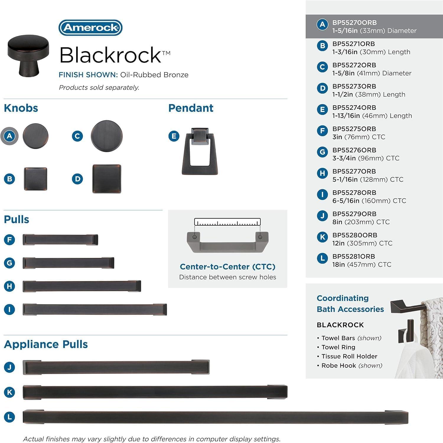 imageAmerock Cabinet Knob Black Bronze 158 inch 41 mm Diameter Blackrock 1 Pack Drawer Knob Cabinet HardwareOil Rubbed Bronze