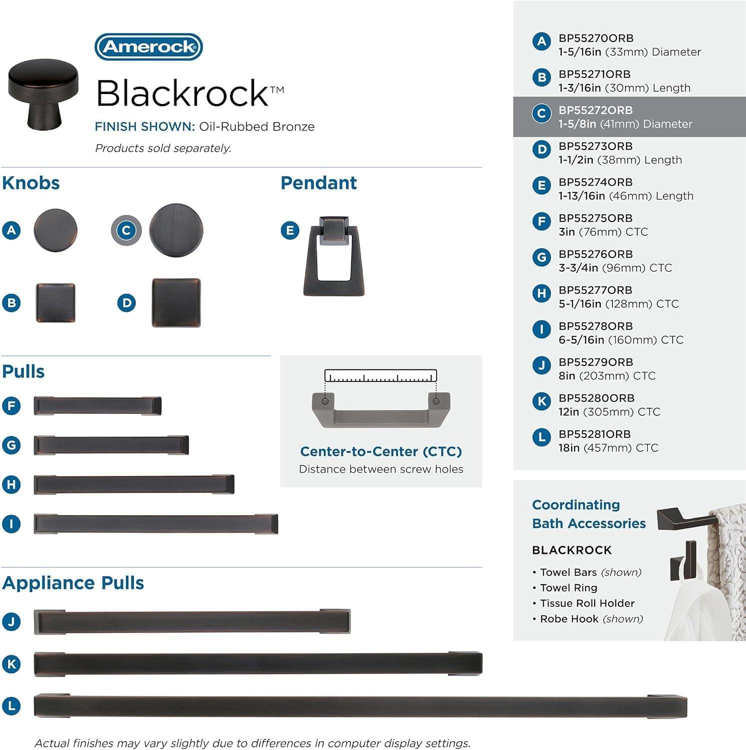 imageAmerock Cabinet Knob Black Bronze 158 inch 41 mm Diameter Blackrock 1 Pack Drawer Knob Cabinet HardwareOil Rubbed Bronze