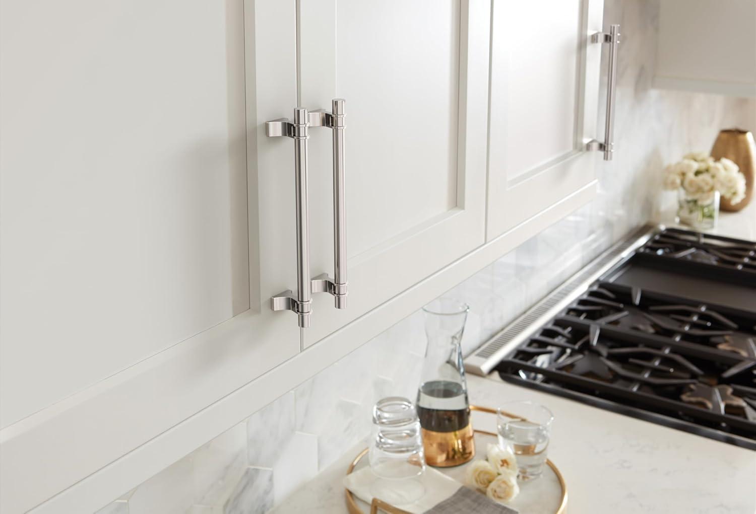 imageAmerock Cabinet Pull Golden Champagne 6516 inch 160 mm Center to Center Davenport 1 Pack Drawer Pull Drawer Handle Cabinet HardwarePolished Nickel