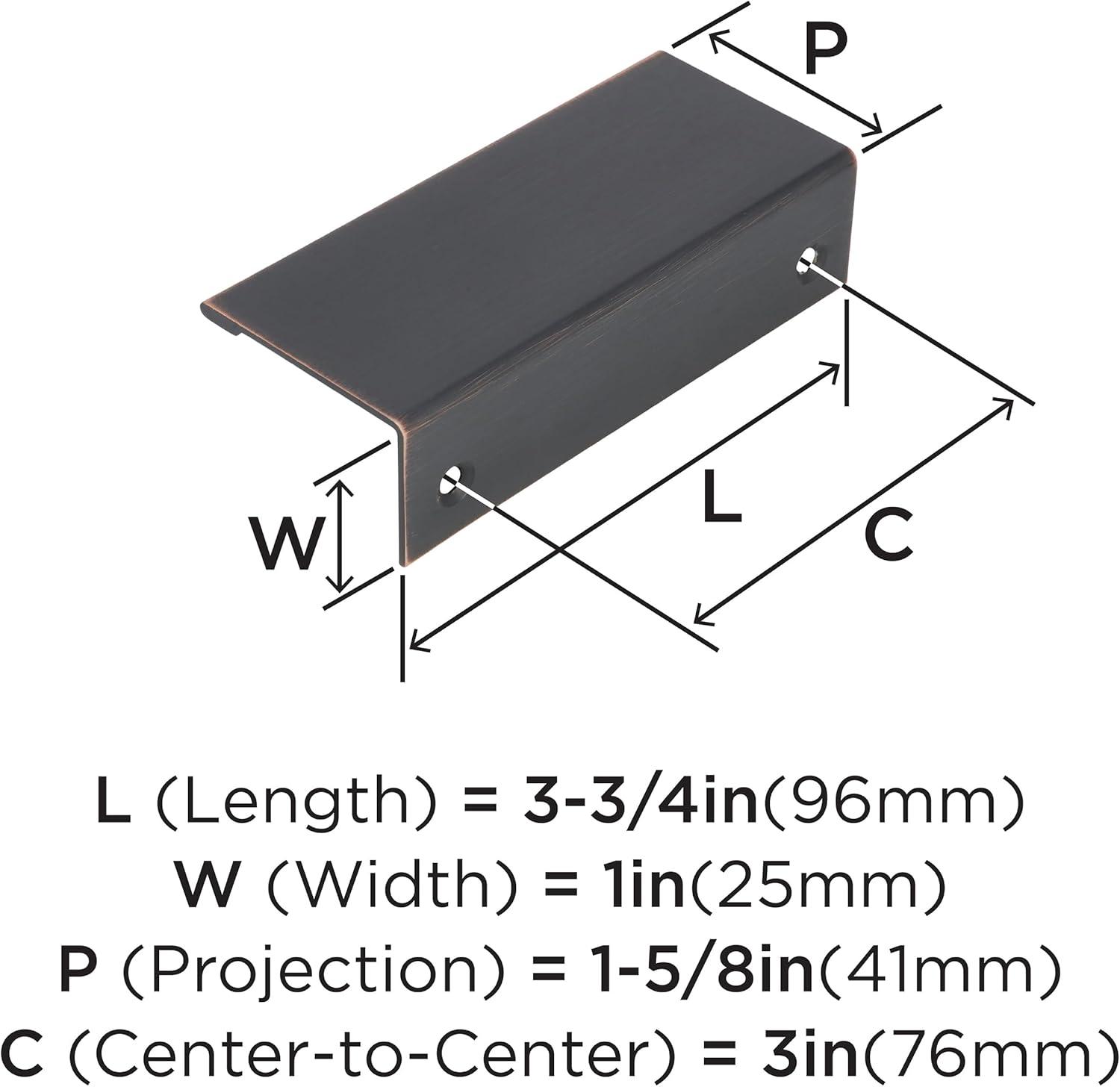 imageAmerock Cabinet Pull Matte Black 5116 inch 128 mm Center to Center Edge Pull 1 Pack Drawer Pull Drawer Handle Cabinet HardwareOil Rubbed Bronze