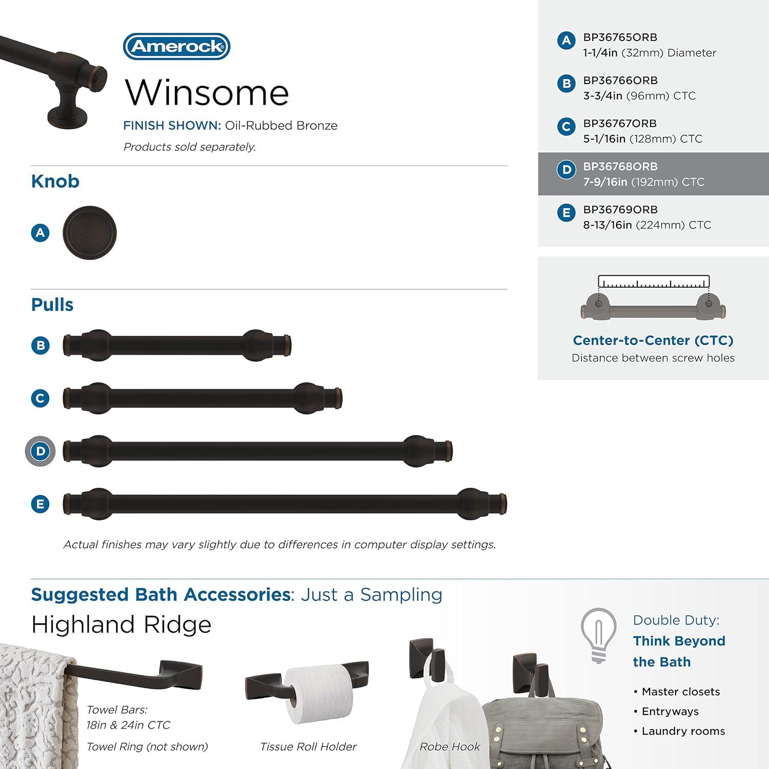 imageAmerock Cabinet Pull Oil Rubbed Bronze 7916 inch 192 mm CentertoCenter Winsome 1 Pack Drawer Pull Cabinet Handle Cabinet HardwareOil Rubbed Bronze
