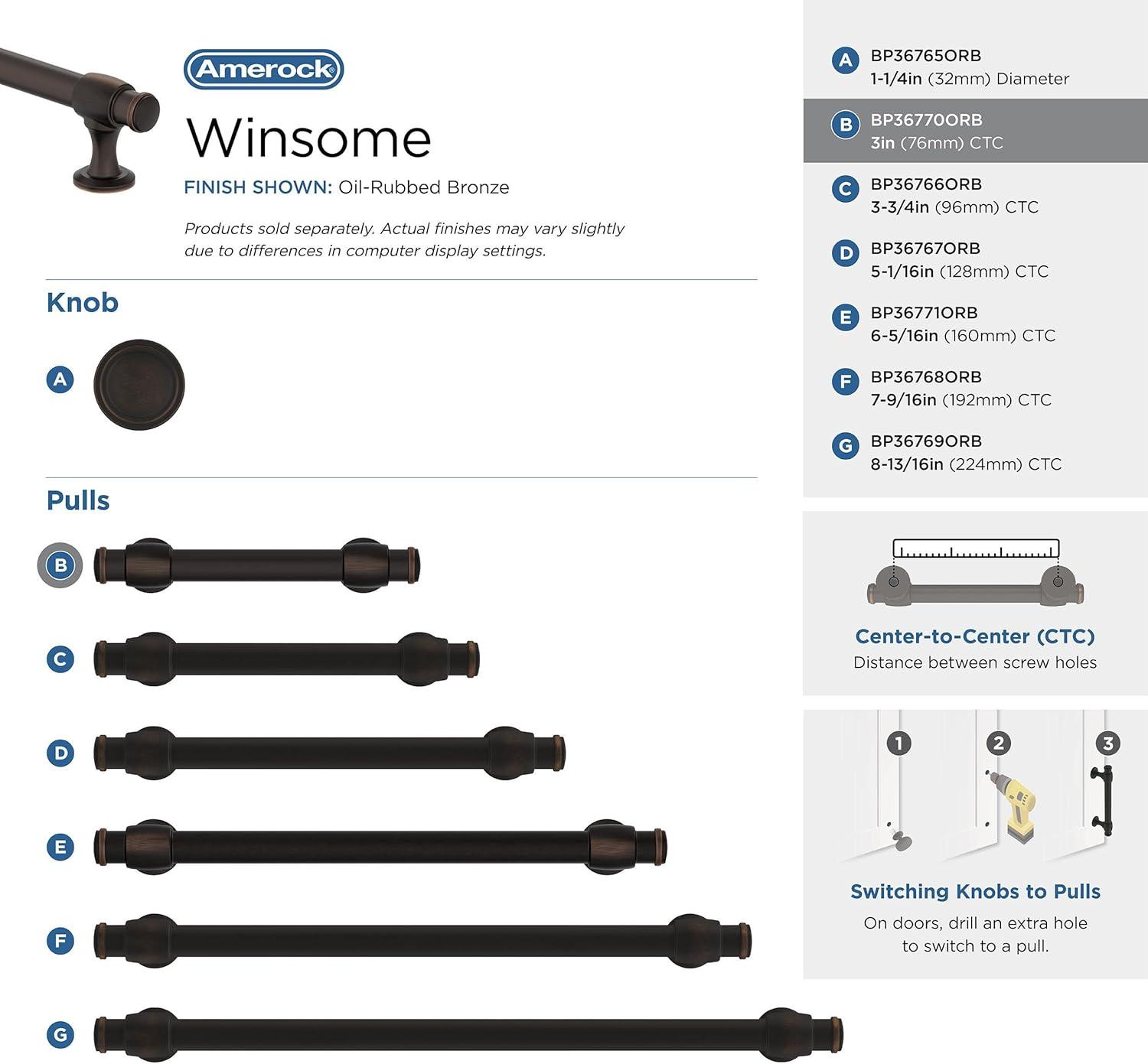 imageAmerock Cabinet Pull Oil Rubbed Bronze 7916 inch 192 mm CentertoCenter Winsome 1 Pack Drawer Pull Cabinet Handle Cabinet HardwareOil Rubbed Bronze
