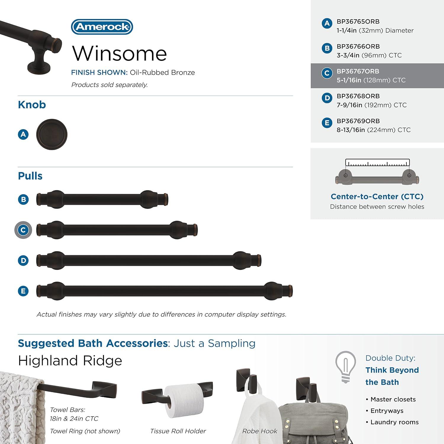 imageAmerock Cabinet Pull Oil Rubbed Bronze 7916 inch 192 mm CentertoCenter Winsome 1 Pack Drawer Pull Cabinet Handle Cabinet HardwareOil Rubbed Bronze