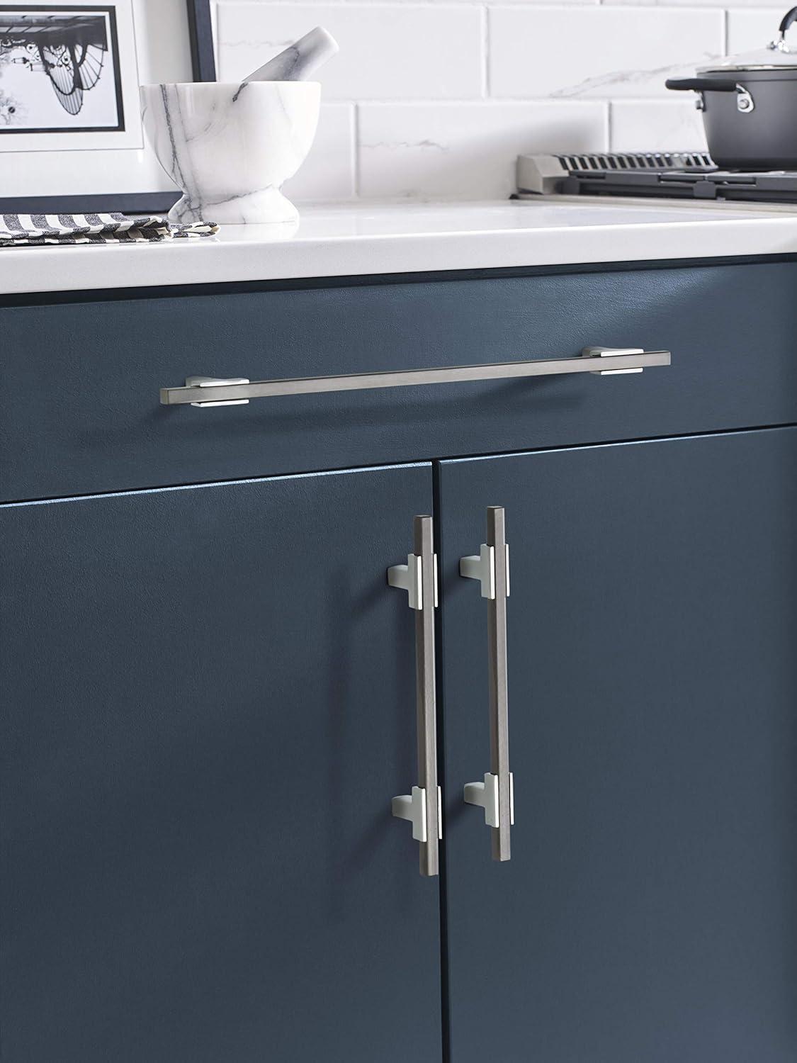imageAmerock Cabinet Pull Polished ChromeBlack Chrome 10116 inch 256 mm Center to Center Urbanite 1 Pack Drawer Pull Drawer Handle Cabinet HardwarePolished ChromeBlack Chrome