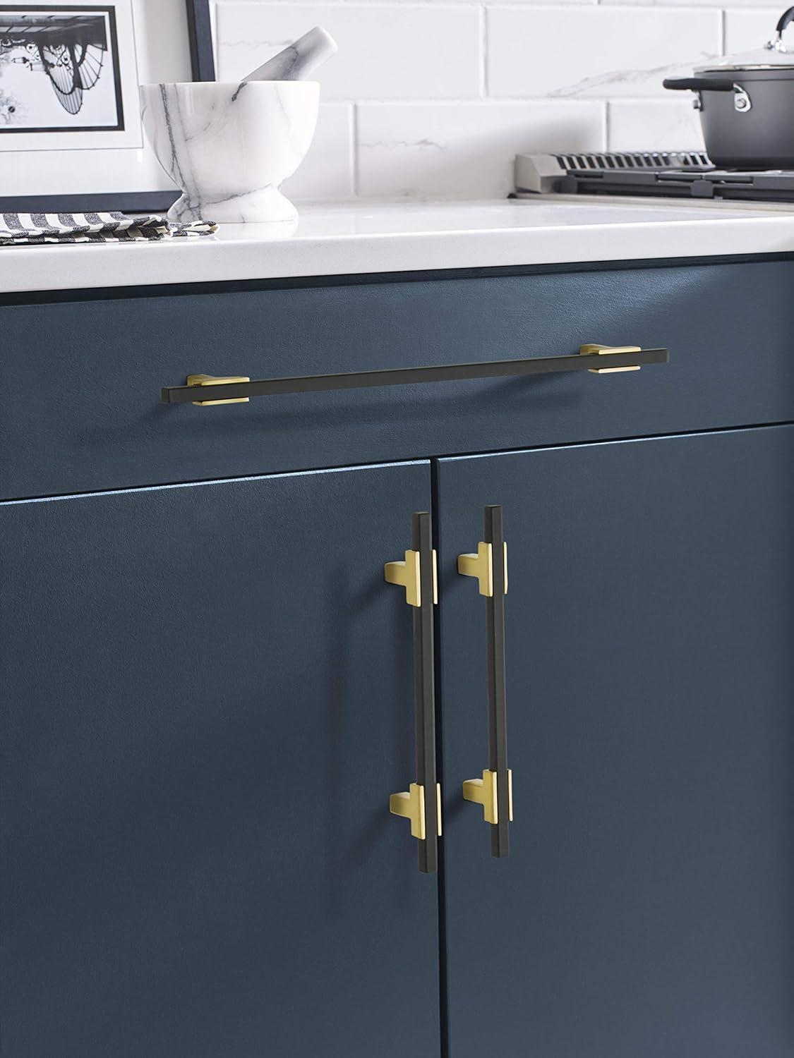 imageAmerock Cabinet Pull Polished ChromeBlack Chrome 10116 inch 256 mm Center to Center Urbanite 1 Pack Drawer Pull Drawer Handle Cabinet HardwareBrushed GoldMatte Black