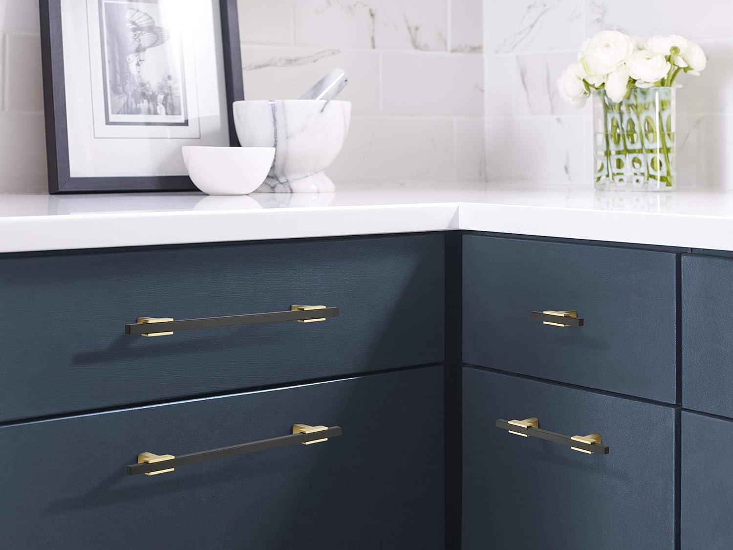 imageAmerock Cabinet Pull Polished ChromeBlack Chrome 10116 inch 256 mm Center to Center Urbanite 1 Pack Drawer Pull Drawer Handle Cabinet HardwareBrushed GoldMatte Black