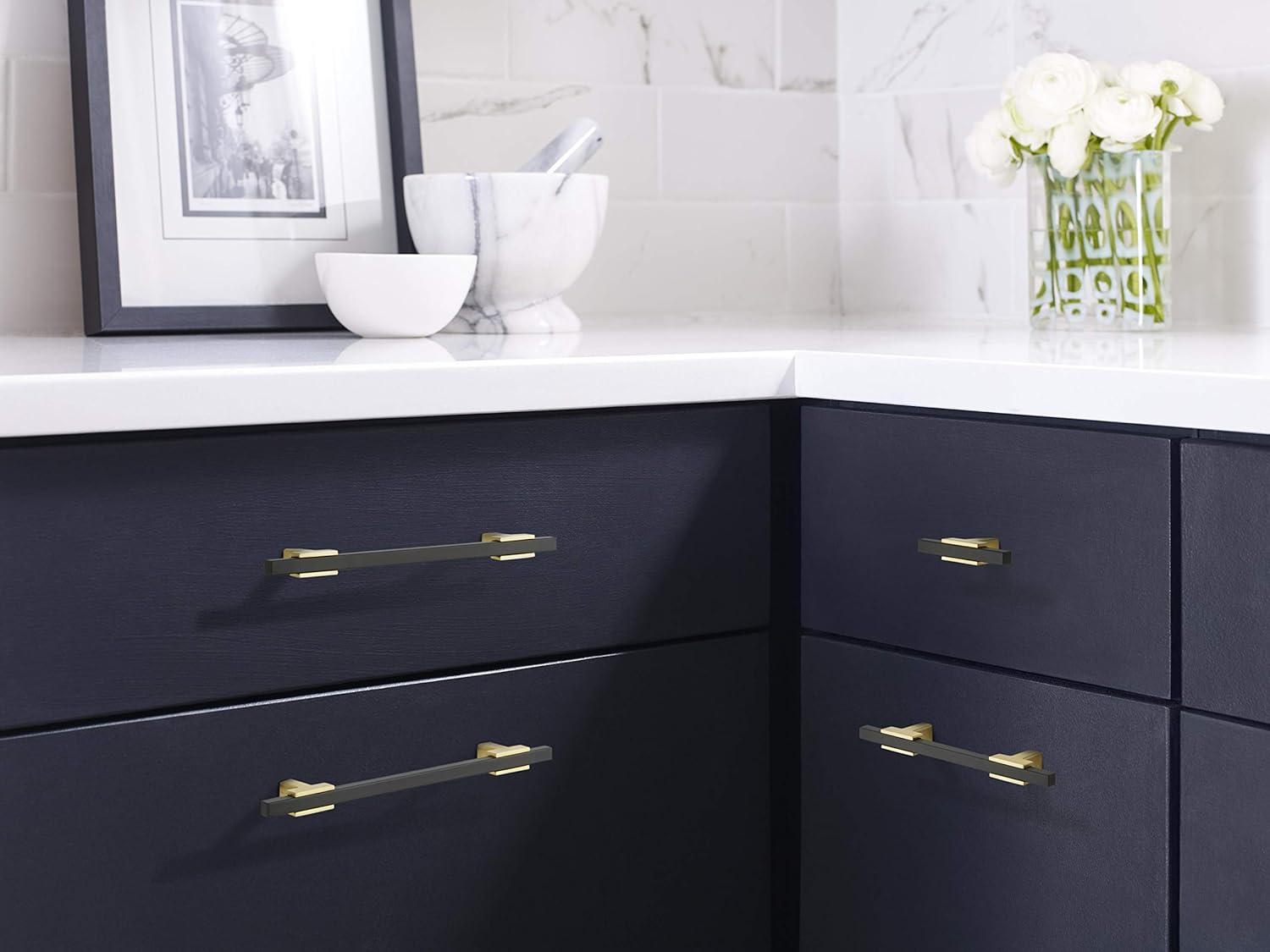 imageAmerock Cabinet Pull Polished ChromeBlack Chrome 10116 inch 256 mm Center to Center Urbanite 1 Pack Drawer Pull Drawer Handle Cabinet HardwareBrushed GoldMatte Black