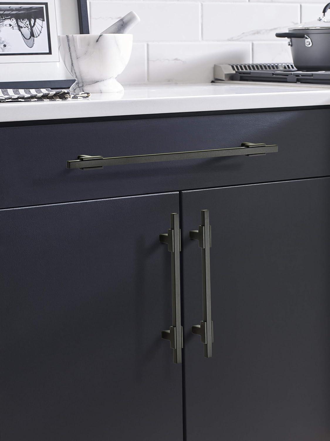 imageAmerock Cabinet Pull Polished ChromeBlack Chrome 10116 inch 256 mm Center to Center Urbanite 1 Pack Drawer Pull Drawer Handle Cabinet HardwareMatte BlackMatte Black