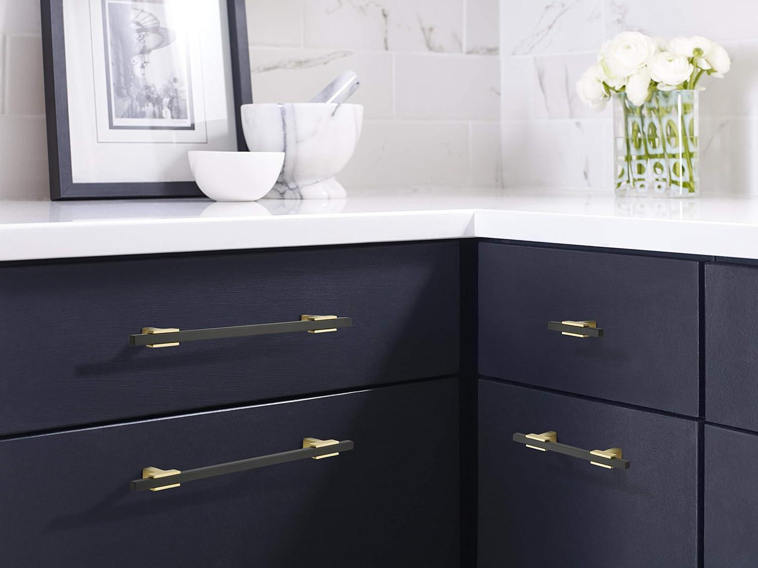 imageAmerock Cabinet Pull Polished ChromeBlack Chrome 10116 inch 256 mm Center to Center Urbanite 1 Pack Drawer Pull Drawer Handle Cabinet HardwareBrushed GoldMatte Black