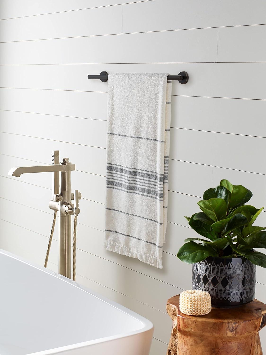 imageAmerock BH26546MB Matte Black Towel Bar 9 in 229 mm Towel Rack Arrondi Bathroom Towel Holder Bathroom Hardware Bath AccessoriesOil Rubbed Bronze