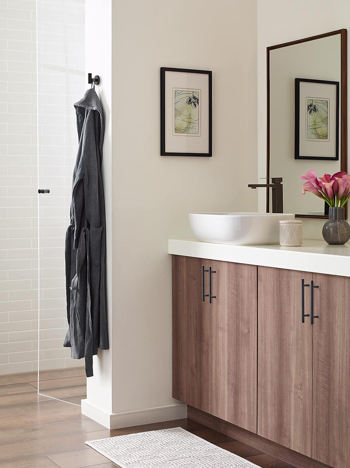 imageAmerock BH26546MB Matte Black Towel Bar 9 in 229 mm Towel Rack Arrondi Bathroom Towel Holder Bathroom Hardware Bath AccessoriesOil Rubbed Bronze