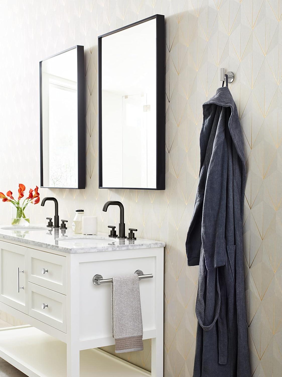 imageAmerock BH26546MB Matte Black Towel Bar 9 in 229 mm Towel Rack Arrondi Bathroom Towel Holder Bathroom Hardware Bath AccessoriesPolished Stainless Steel