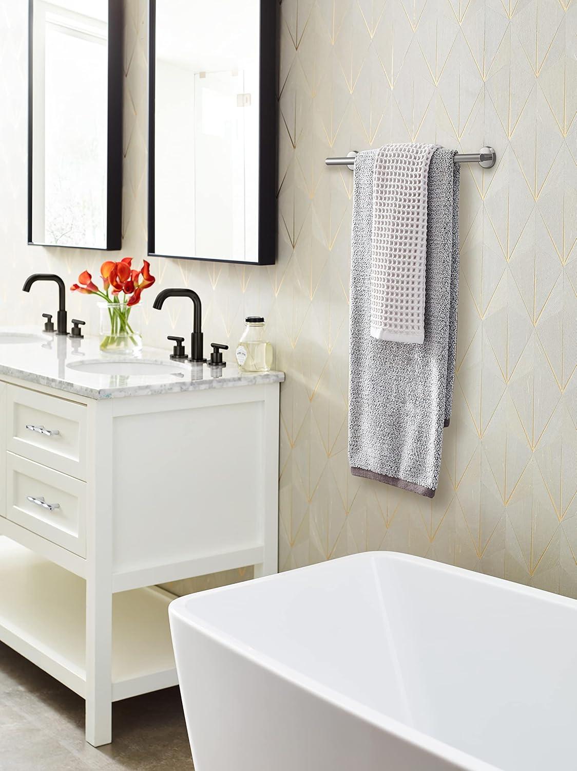 imageAmerock BH26546MB Matte Black Towel Bar 9 in 229 mm Towel Rack Arrondi Bathroom Towel Holder Bathroom Hardware Bath AccessoriesPolished Stainless Steel