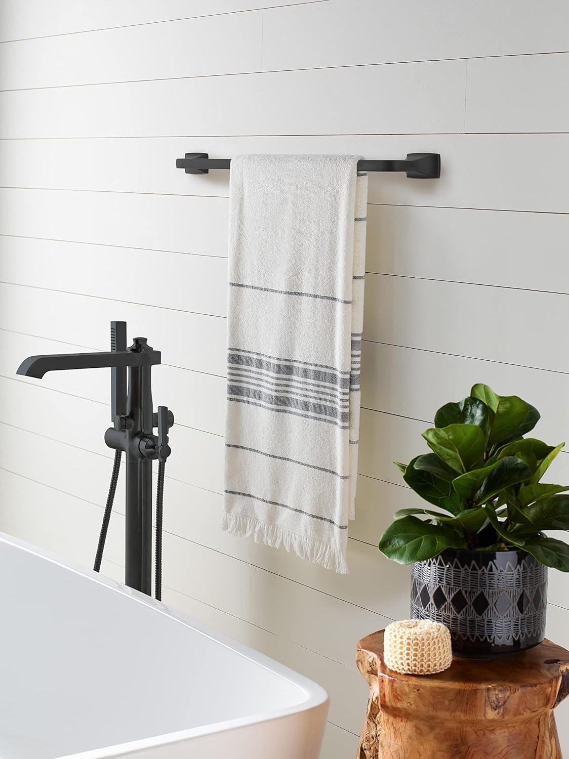 imageAmerock BH3601426 Chrome Towel Bar 24 in 610 mm Towel Rack Highland Ridge Bathroom Towel Holder Bathroom Hardware Bath AccessoriesMatte Black