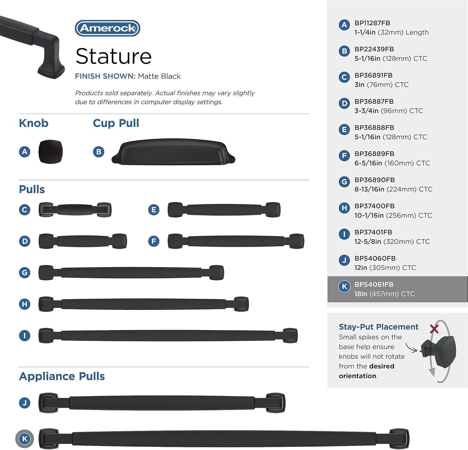 imageAmerock BP36890FB Stature Cabinet Pull 81316 in 224 mm CentertoCenter Matte BlackMatte Black
