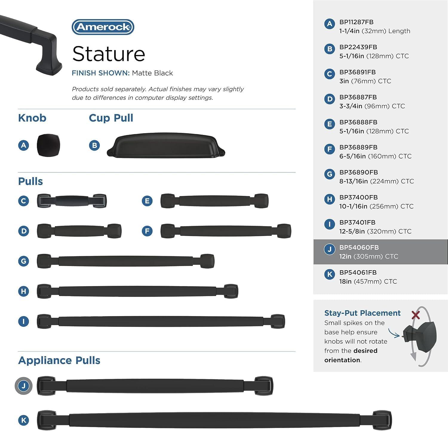 imageAmerock BP36890FB Stature Cabinet Pull 81316 in 224 mm CentertoCenter Matte BlackMatte Black
