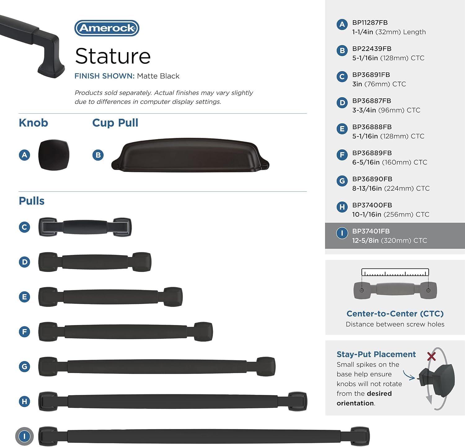imageAmerock BP36890FB Stature Cabinet Pull 81316 in 224 mm CentertoCenter Matte BlackMatte Black