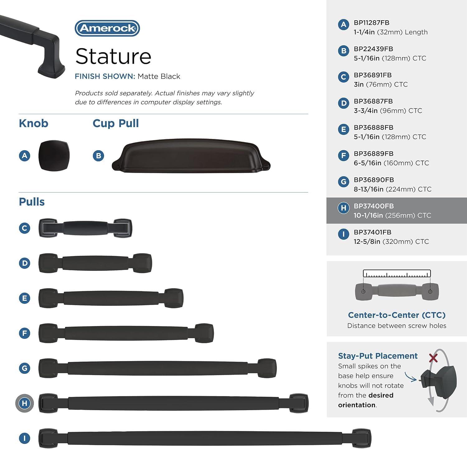 imageAmerock BP36890FB Stature Cabinet Pull 81316 in 224 mm CentertoCenter Matte BlackMatte Black
