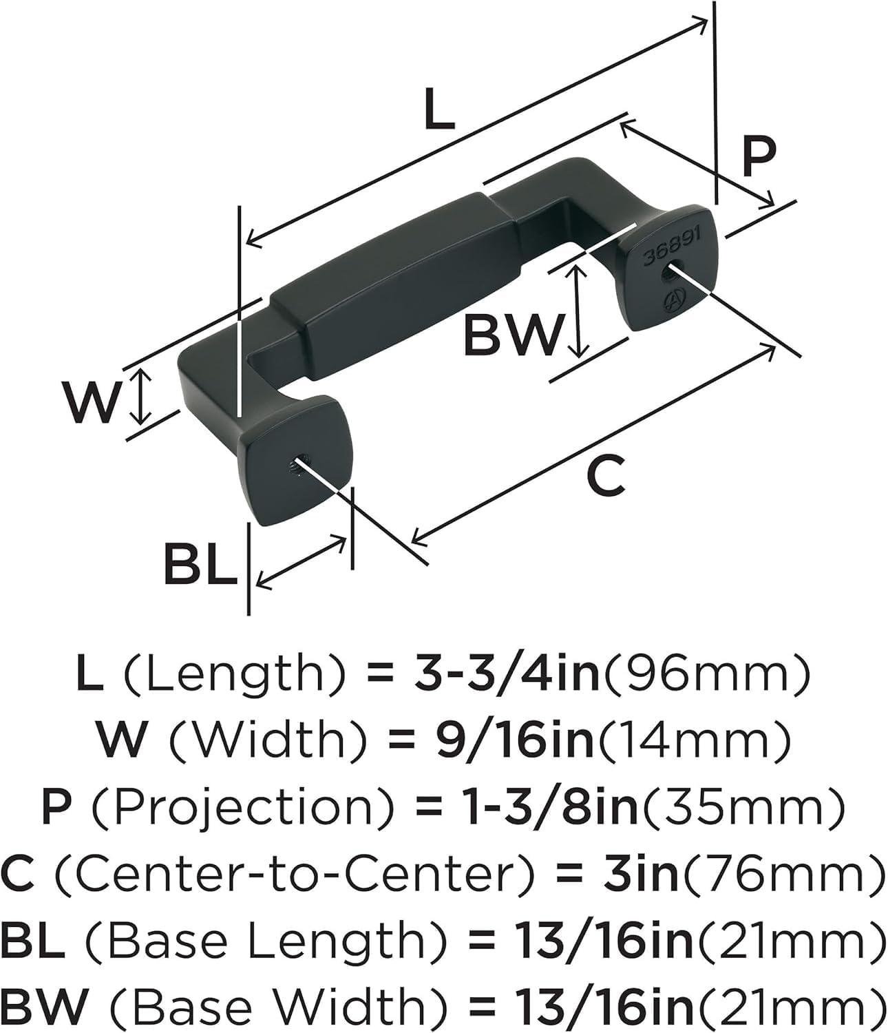 imageAmerock BP36890FB Stature Cabinet Pull 81316 in 224 mm CentertoCenter Matte BlackMatte Black