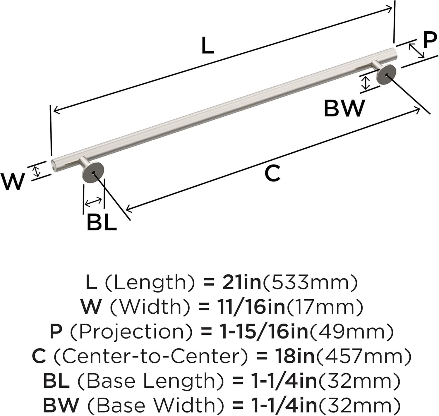 imageAmerock BP54050CZ Champagne Bronze Appliance Pull 12 inch 305mm CentertoCenter Cabinet Handle Radius Furniture HardwareSatin Nickel