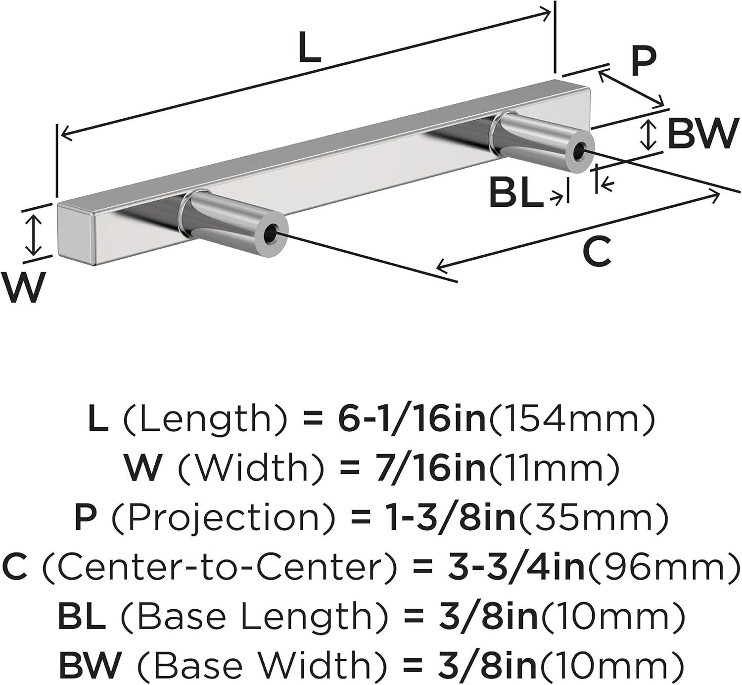 imageAmerock Bar Pulls Square 6516 inch 160mm CentertoCenter Champagne Bronze Cabinet Pull 10 PackPolished Chrome