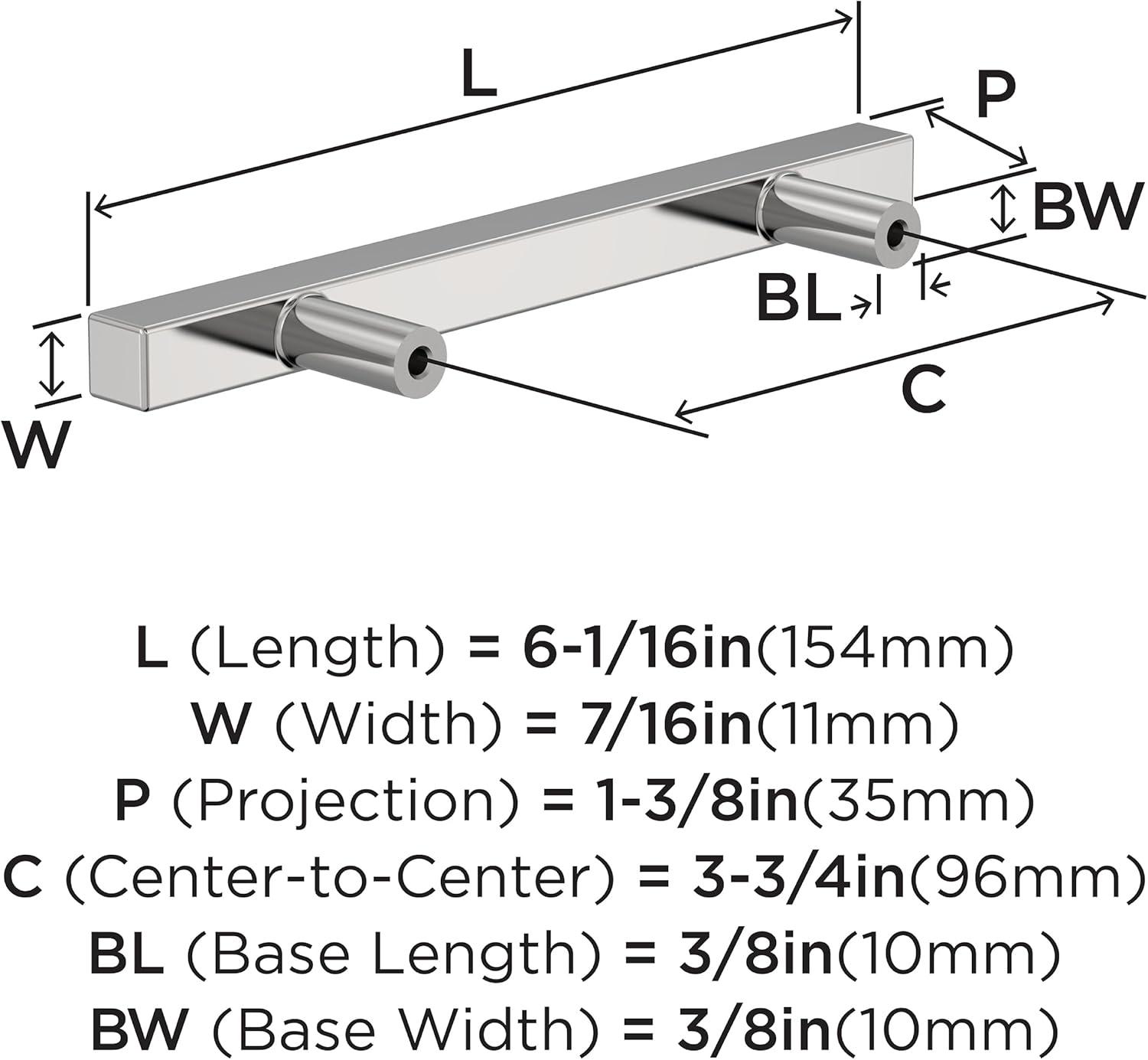 imageAmerock Bar Pulls Square 6516 inch 160mm CentertoCenter Champagne Bronze Cabinet Pull 10 PackPolished Chrome