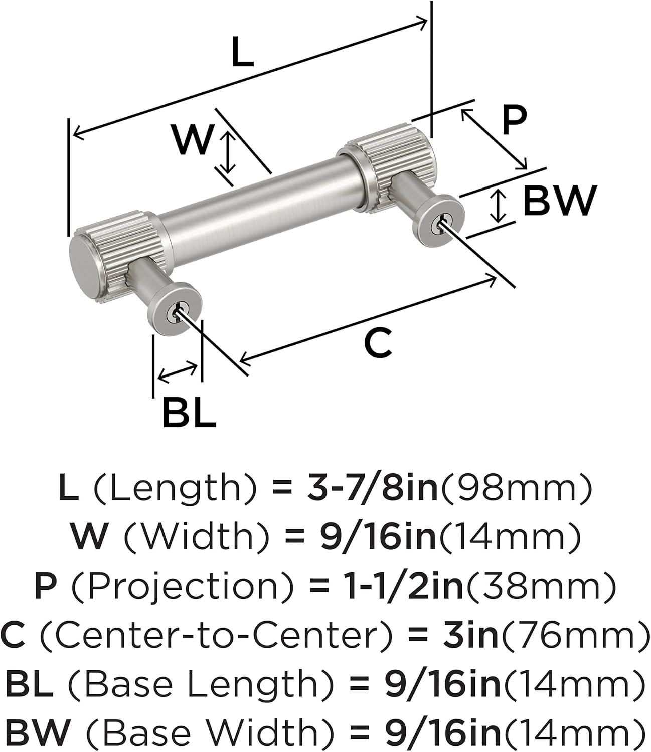 imageAmerock Farewind 81316 inch 224mm CentertoCenter Polished Chrome Cabinet Pull BP3780726Satin Nickel
