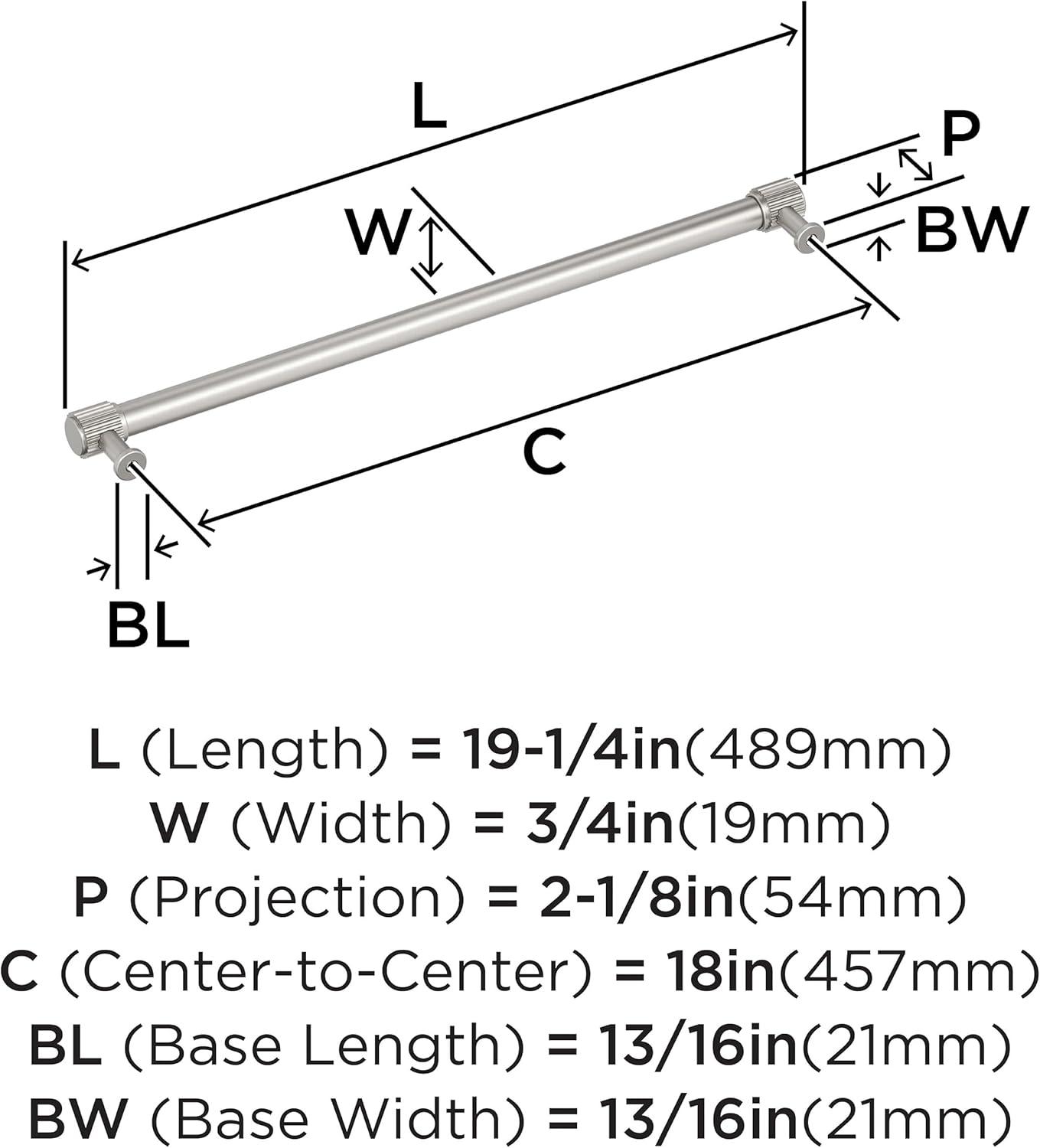 imageAmerock Farewind 81316 inch 224mm CentertoCenter Polished Chrome Cabinet Pull BP3780726Satin Nickel