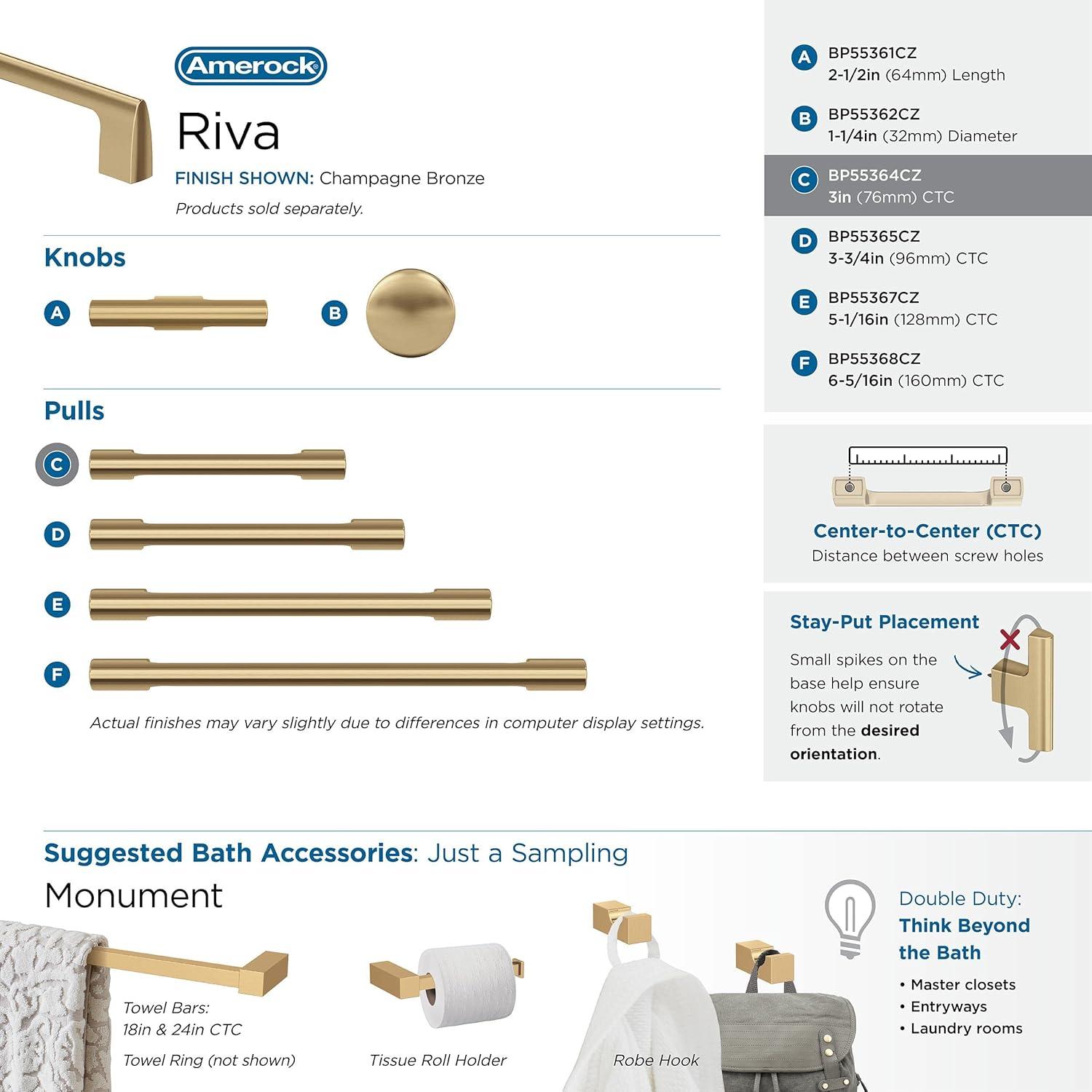 imageAmerock Riva 18 inch 457mm CentertoCenter Champagne Bronze Appliance Pull BP55371CZChampagne Bronze