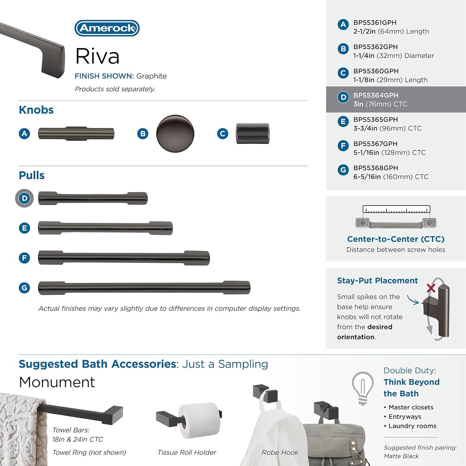 imageAmerock Riva 18 inch 457mm CentertoCenter Champagne Bronze Appliance Pull BP55371CZGraphite