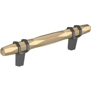 Amerock | Cabinet Pull | Golden Champagne/Black Chrome | 3-3/4 inch (96 mm) Center-to-Center | London | 1 Pack | Drawer Pull | Drawer Handle | Cabinet Hardware(Golden Champagne/Black Chrome)