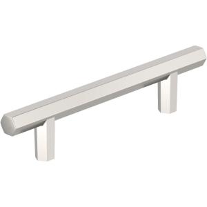 Amerock | Cabinet Pull | Matte Black | 3-3/4 inch (96 mm) Center-to-Center | Caliber | 1 Pack | Drawer Pull | Cabinet Handle | Cabinet Hardware(Polished Nickel)