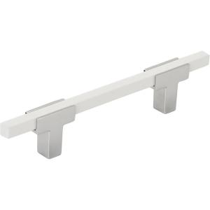 Amerock | Cabinet Pull | Polished Chrome/Black Chrome | 10-1/16 inch (256 mm) Center to Center | Urbanite | 1 Pack | Drawer Pull | Drawer Handle | Cabinet Hardware(Polished Chrome/White)